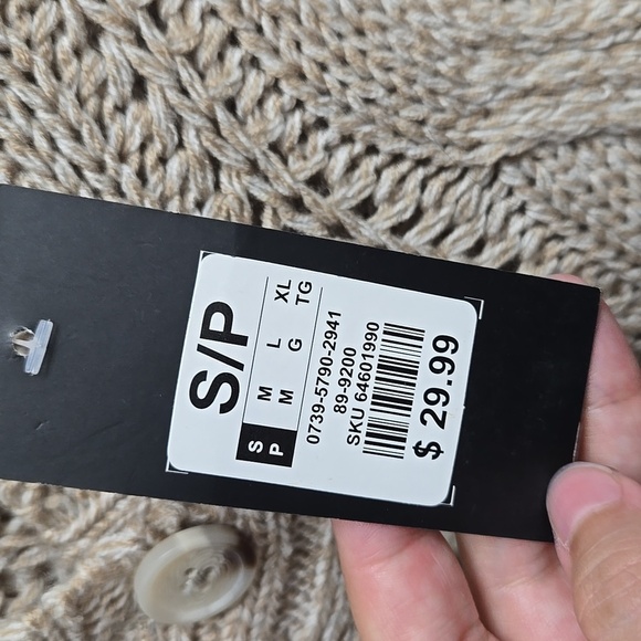 Streetwear Society Size S Beige Cropped Button Down Knit Cardigan - Picture 9 of 9